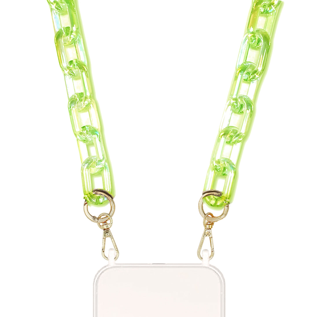 Lily - Green Oval Crystal Effect Resin Chain with Golden Carabiners