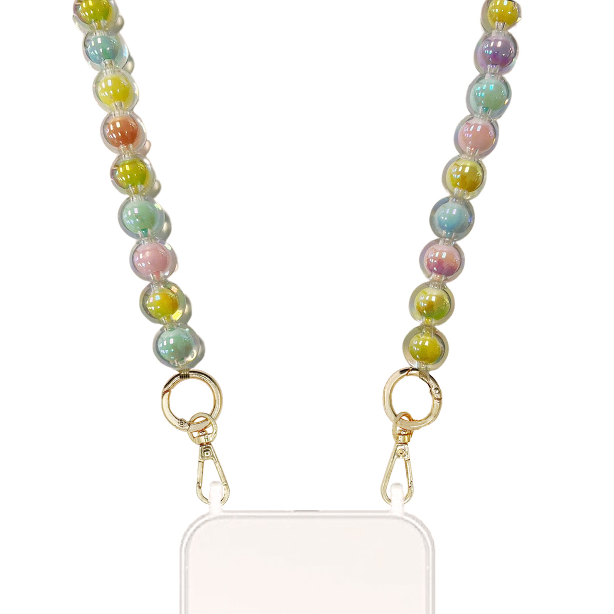 Rio - Multi-color beads Crossbody Long Chain with Gold Carabiners