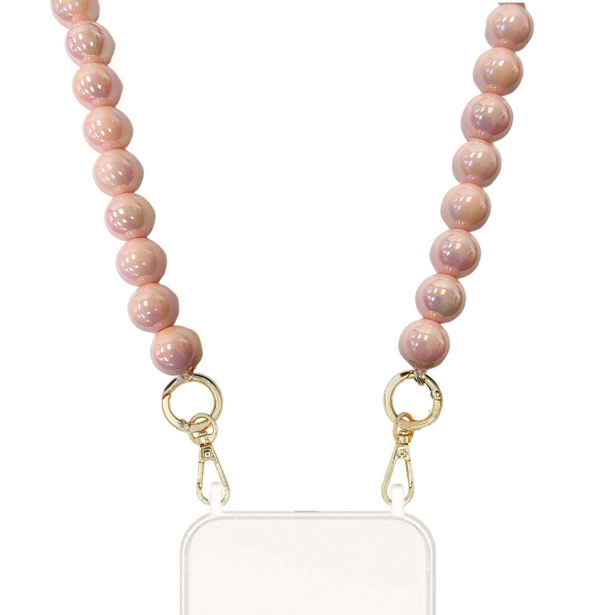 Anaya - Pastel Pink Beads Crossbody Charm with Golden Carabiners