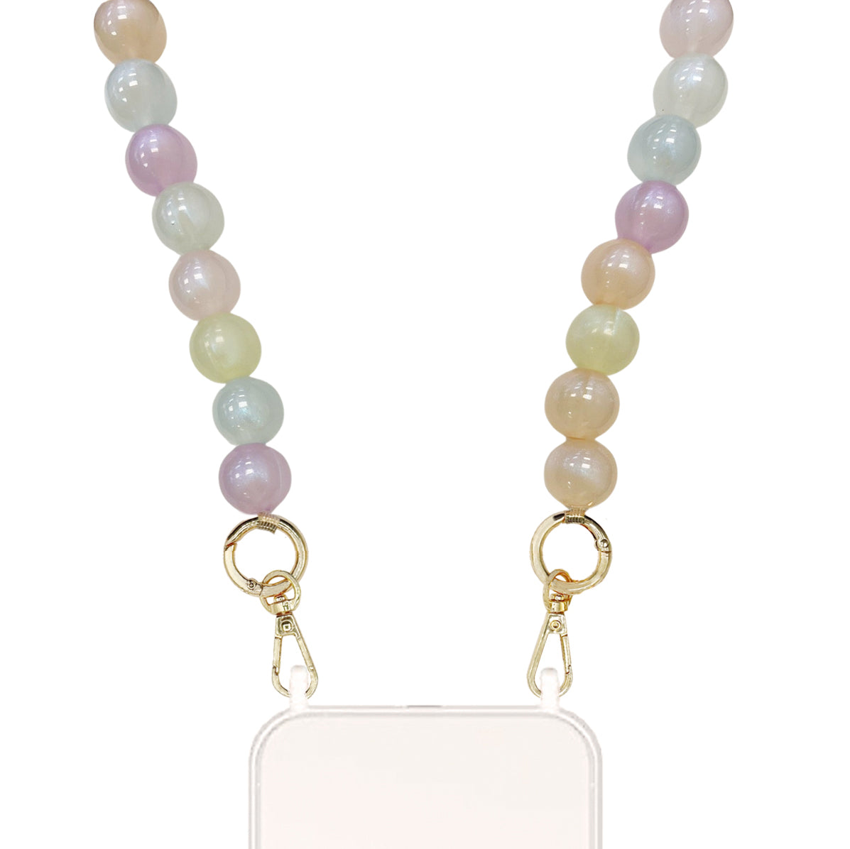 Jade - Pastel Beads Crossbody Charm with Golden Carabiners