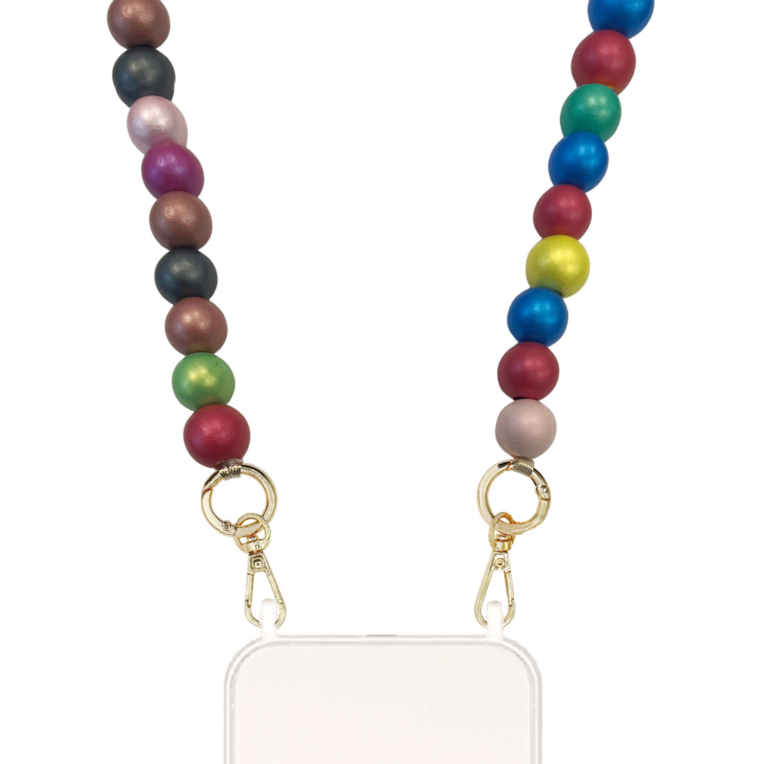 Onaona - Color Beads Crossbody Charm with Golden Carabiners