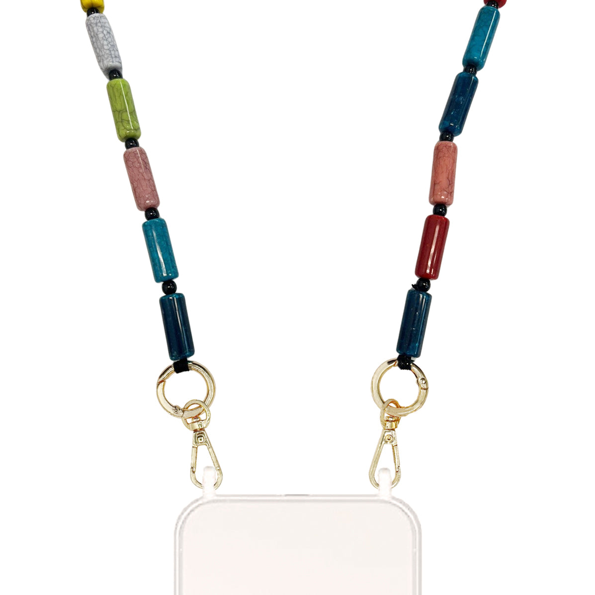 Imogen - Cracked Ice Pattern Beads Crossbody Charm with Golden Carabiners