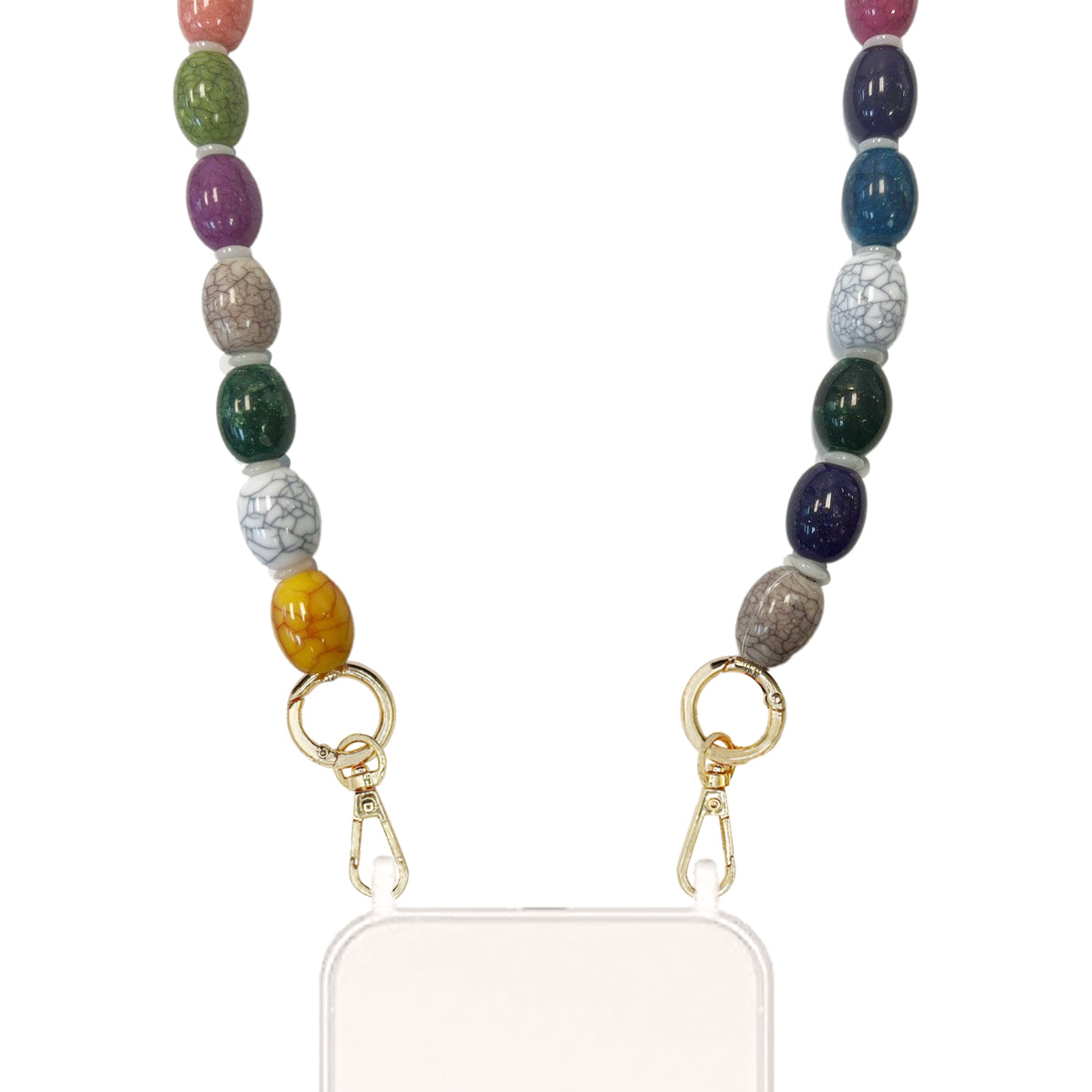 Drew - Colored Bead Chain with Golden Carabiners