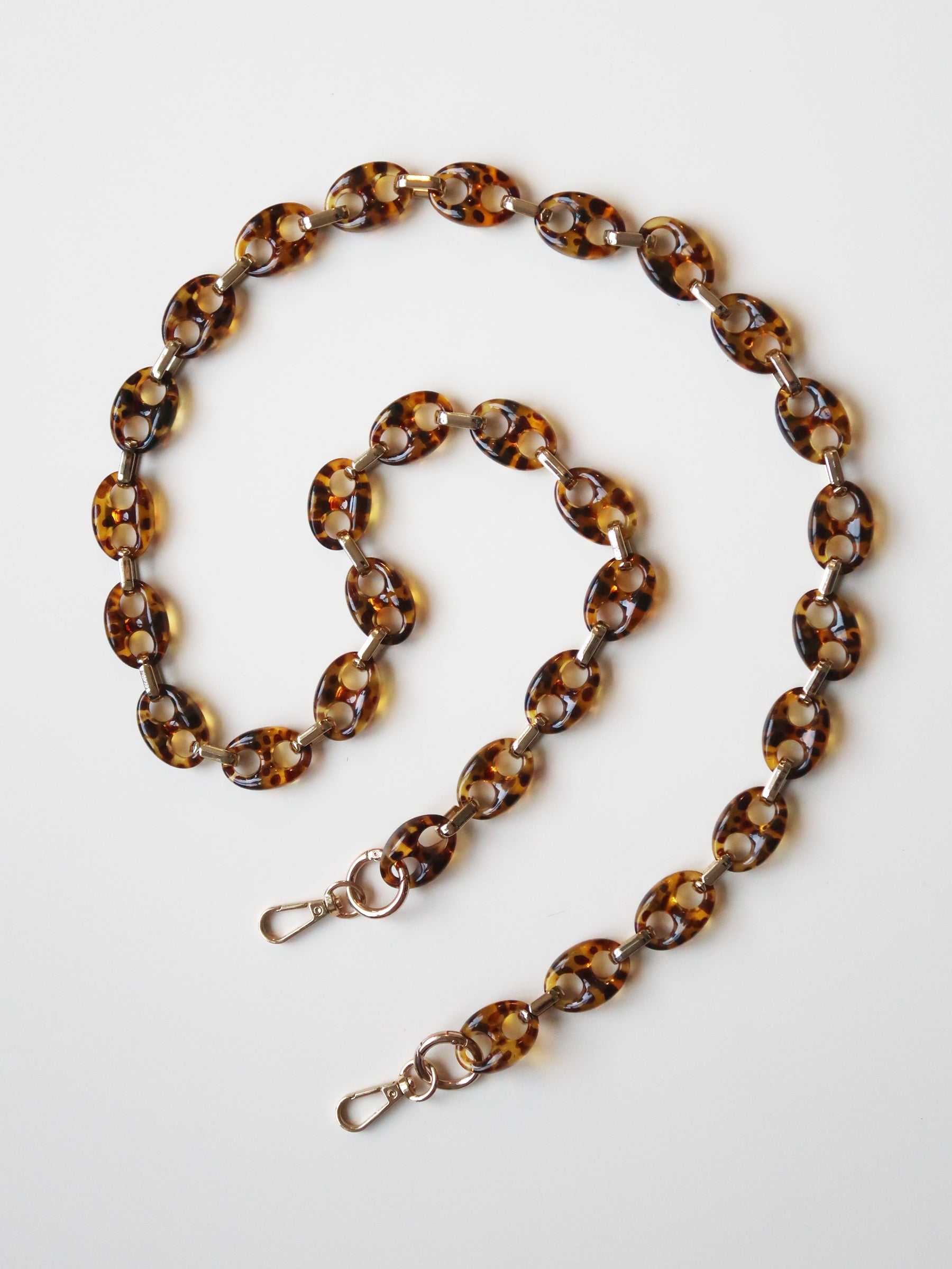 Brown Tortoiseshell Resin and Metal long Chain phone accessories