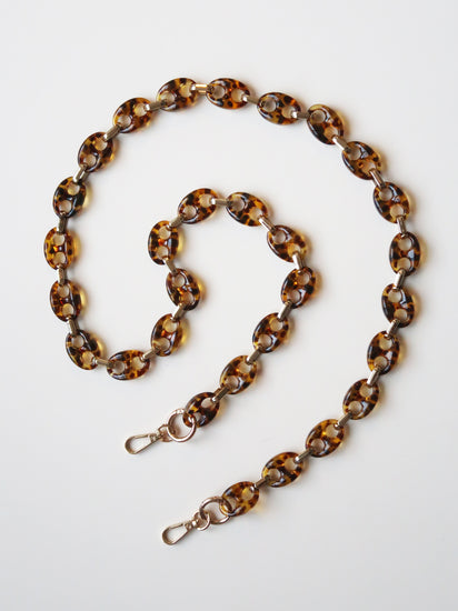Brown Tortoiseshell Resin and Metal long Chain phone accessories
