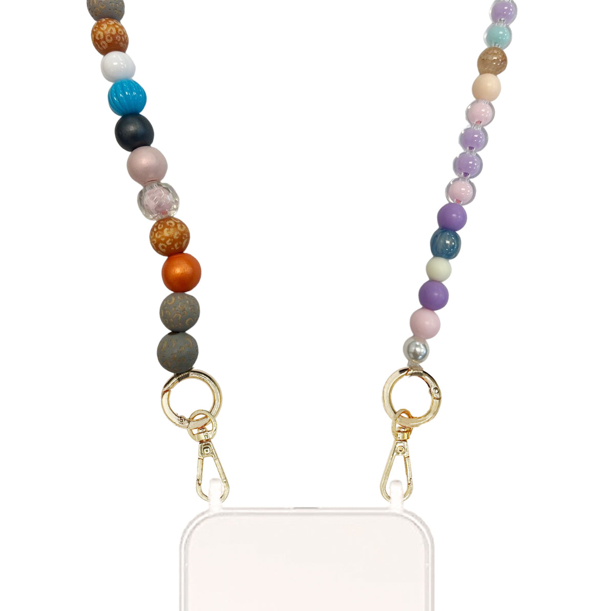 Jovie - Mixed Color Beads Crossbody Charm with Golden Carabiners