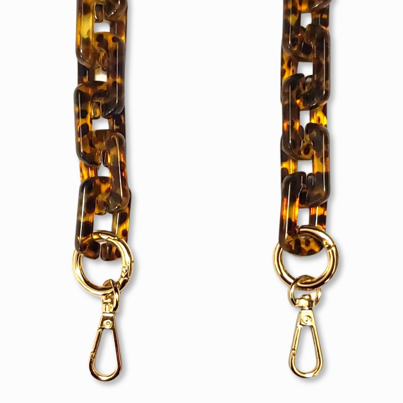 Parker - Brown Tortoiseshell Bracelet Short Phone Chain with Golden Carabiners