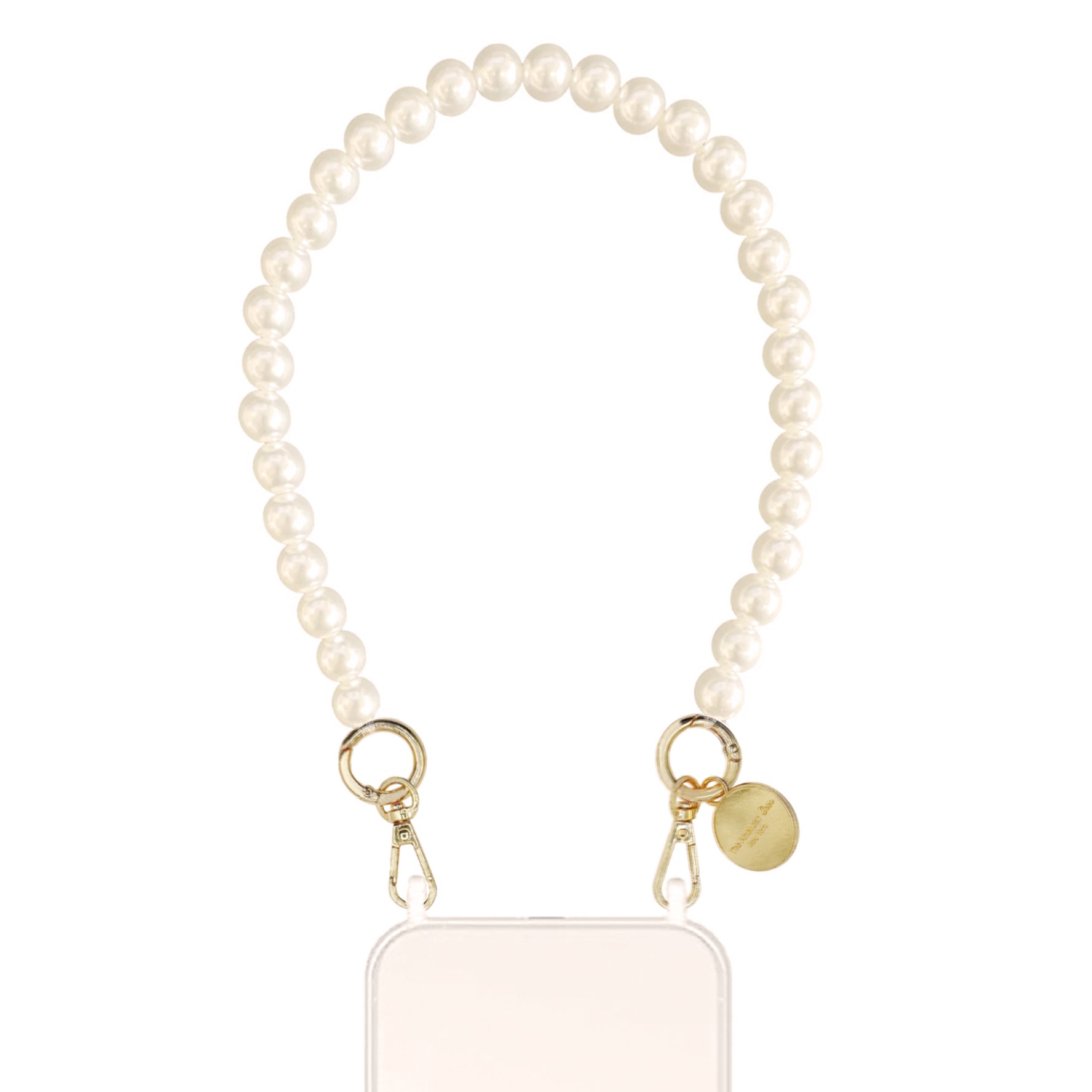 Emily - White Pearl Bracelet Chain with Gold Carabiners
