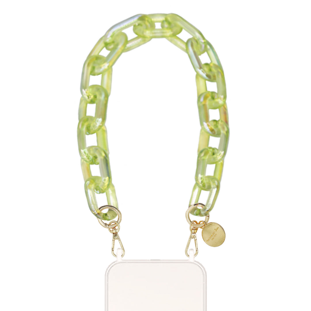 Lily - Green Oval Crystal Effect Bracelet Resin Chain with Golden Carabiners