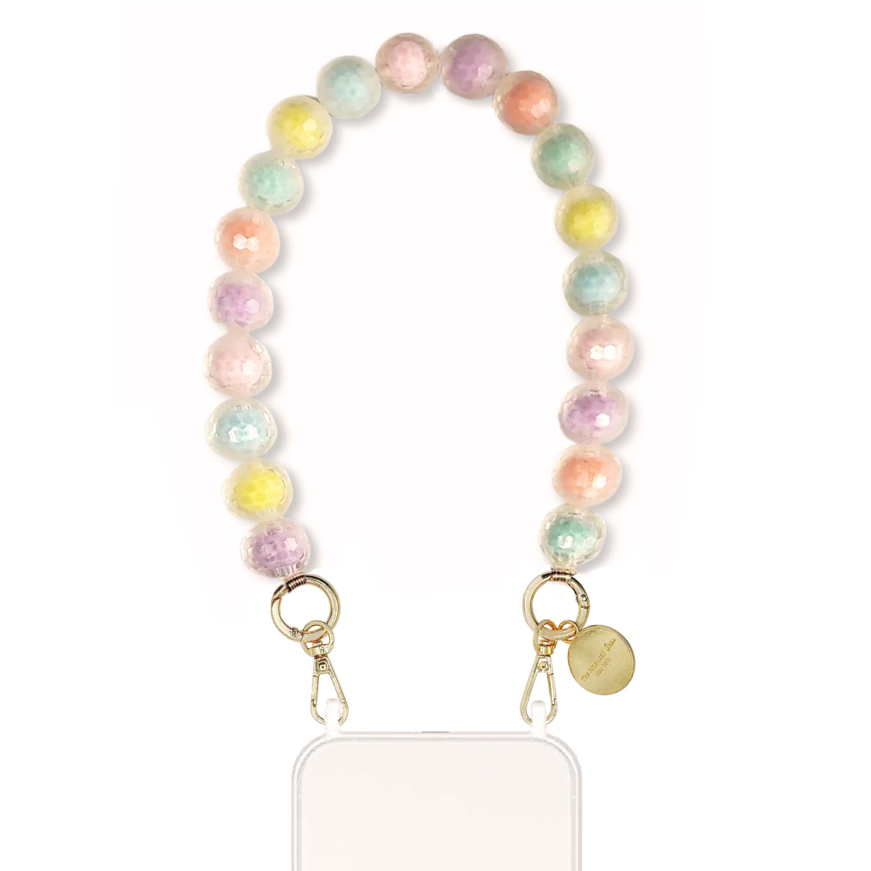 Summer - Rainbow Color Holographic Reflection Short Bead Chain with Golden Carabiners