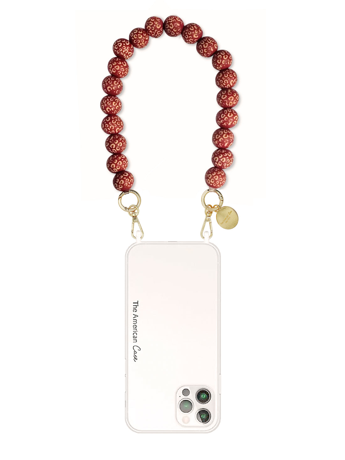Zen -  Wooden Bead Short Phone Chain with Metal Carabiners