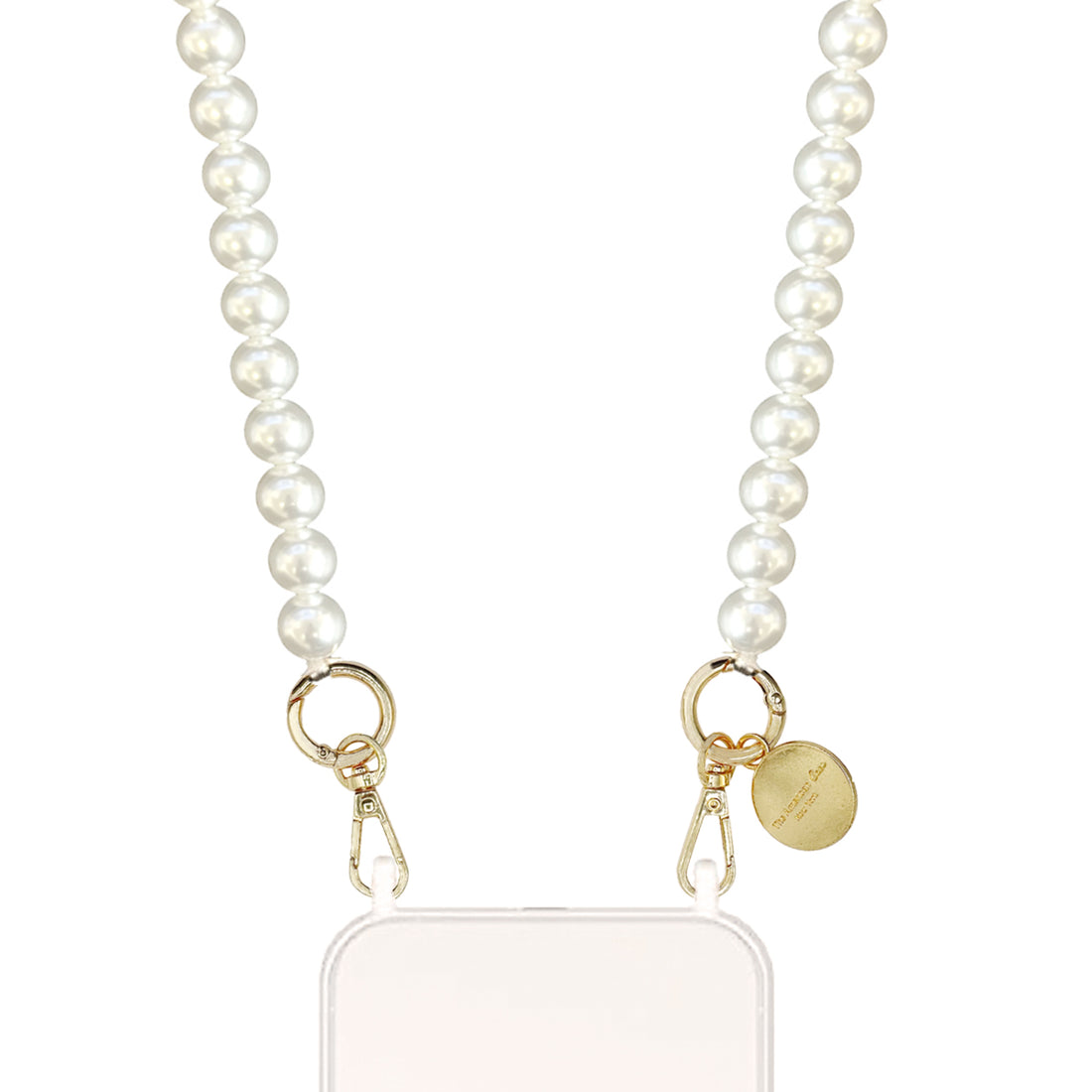 Angelina- Large Sized White Pearl Chain with Gold Carabiners