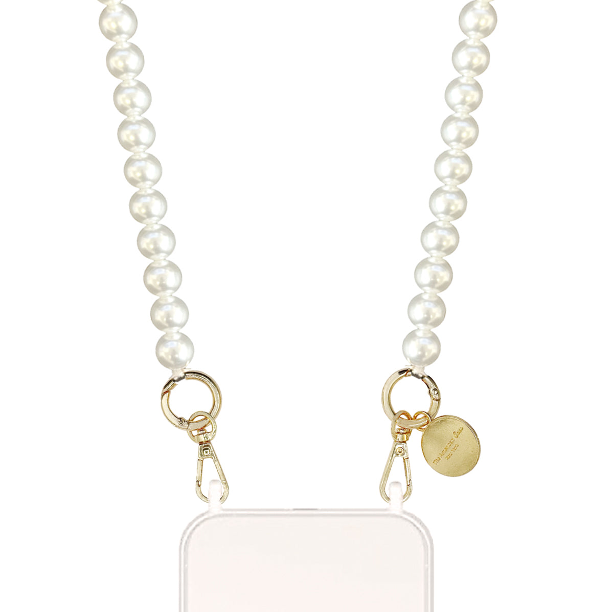 Angelina- Large Sized White Pearl Chain with Gold Carabiners