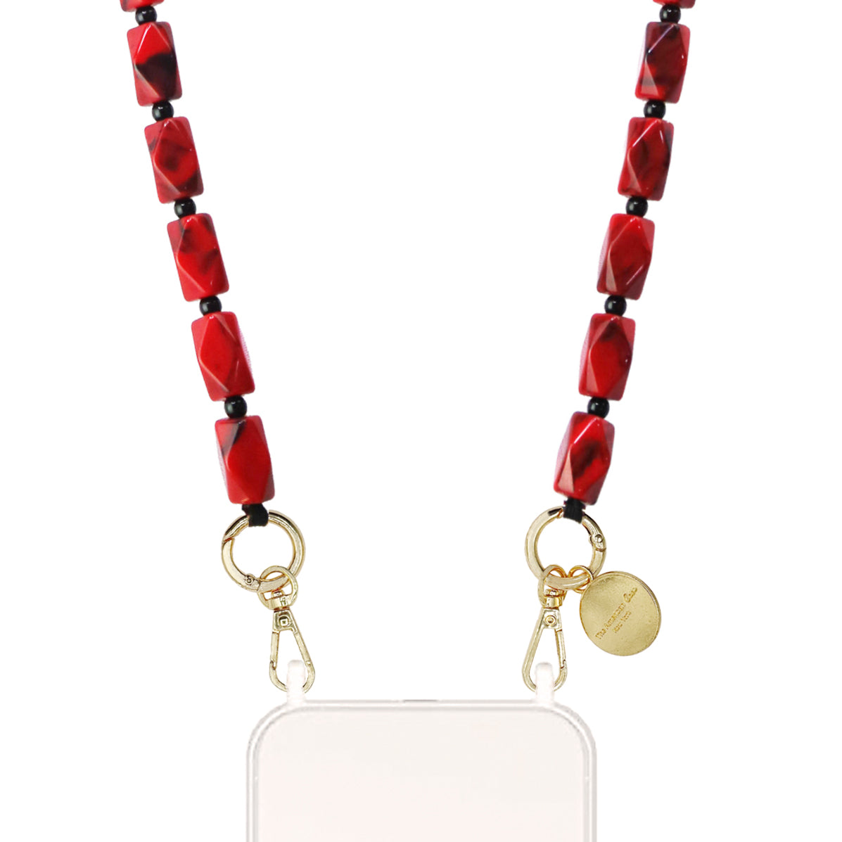 Liana - Burgundy Square Bead Chain with Golden Carabiners