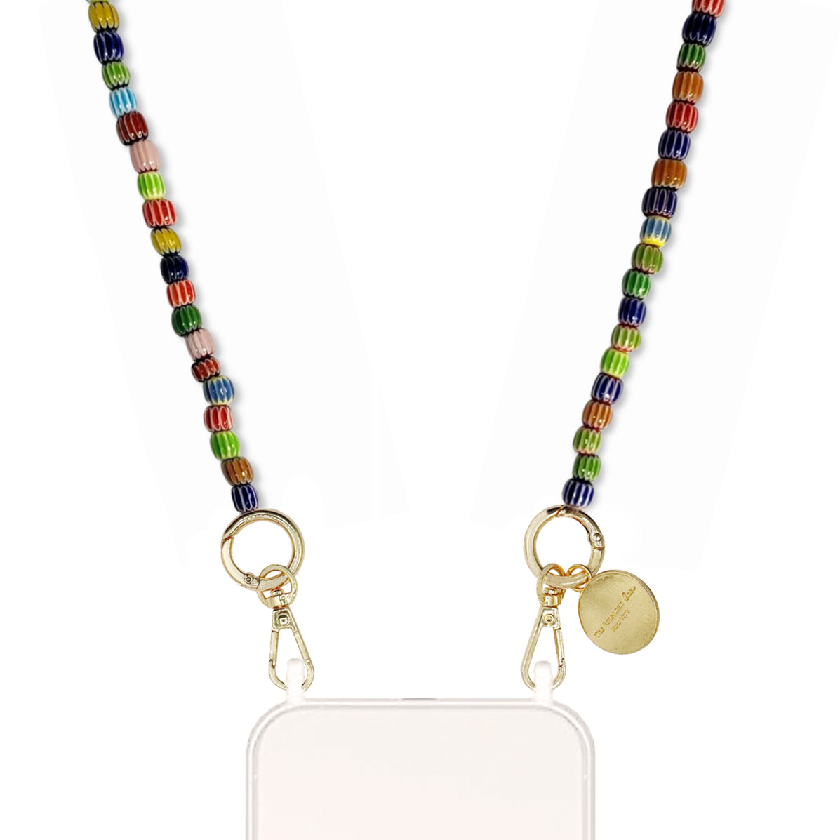 Zola - African Inspired Bead Crossbody Chain with Golden Carabiners