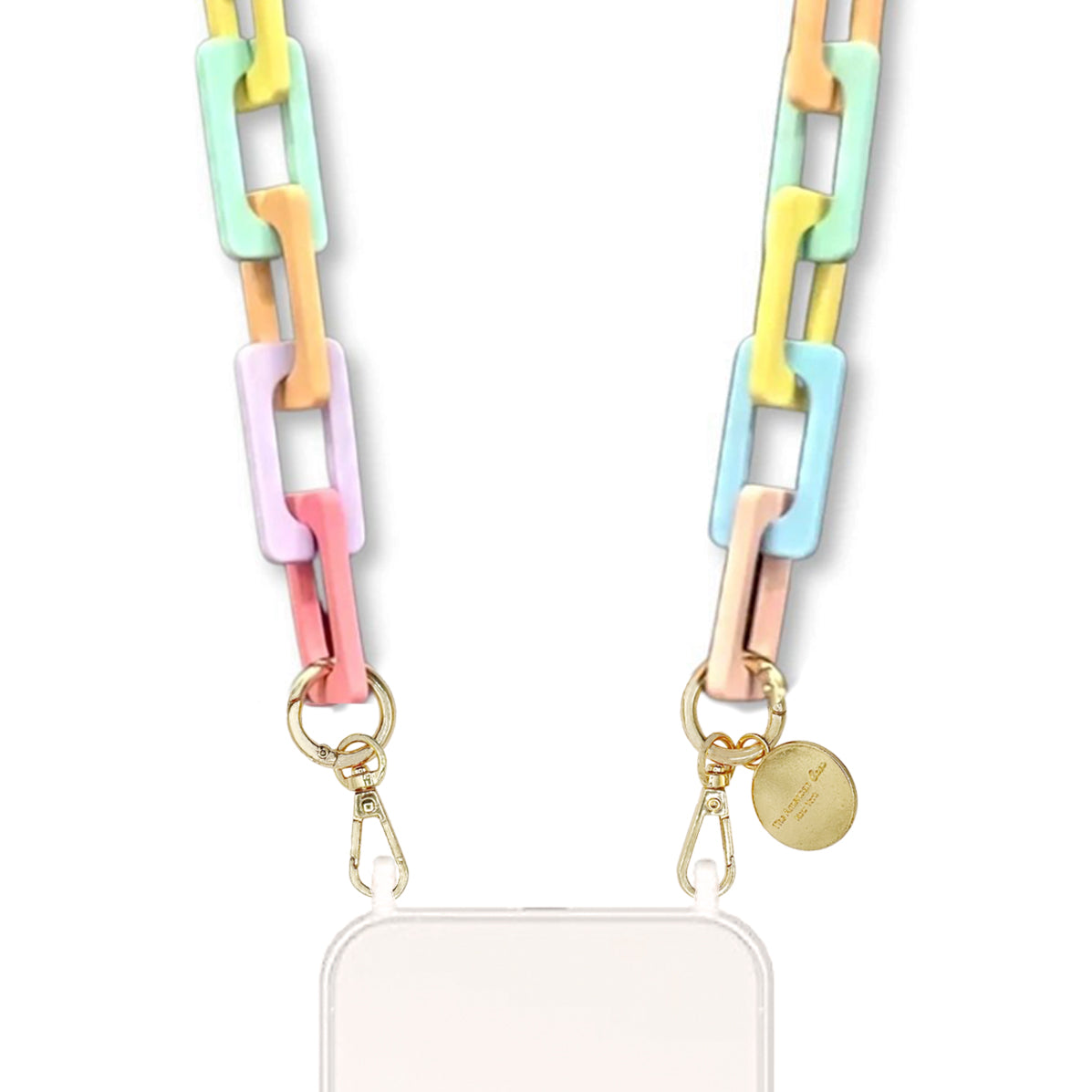 Layla - Pastel Macarons Color Rectangular Matte Resin Chain with Golden Carabiners