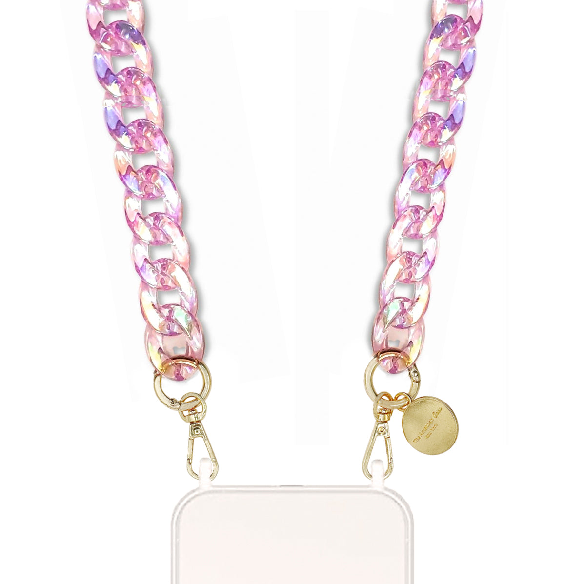 Cyra - Crystal Effect Resin Long Chain with Golden Carabiners