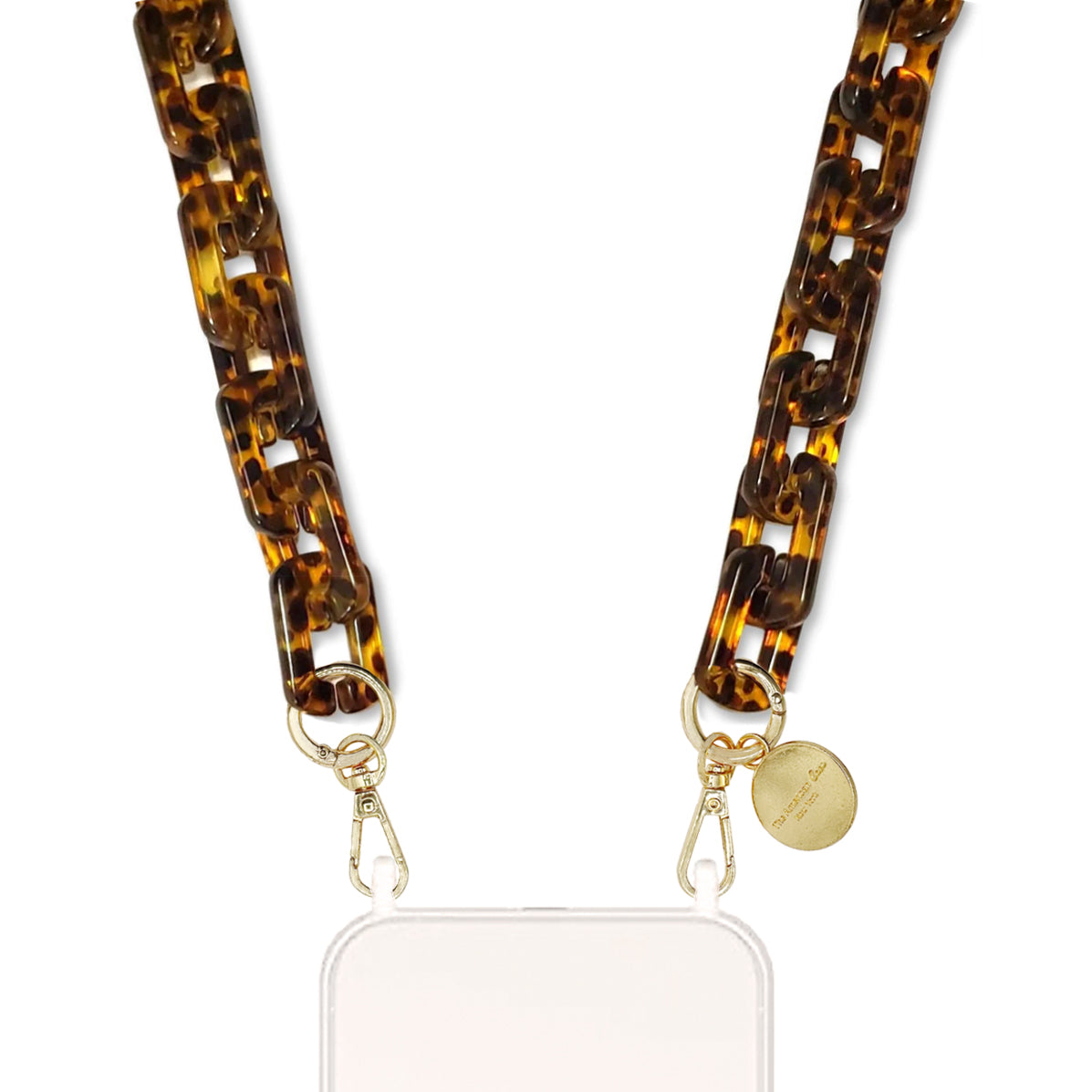 Parker - Brown Tortoiseshell Crossbody Resin Chain with Golden Carabiners