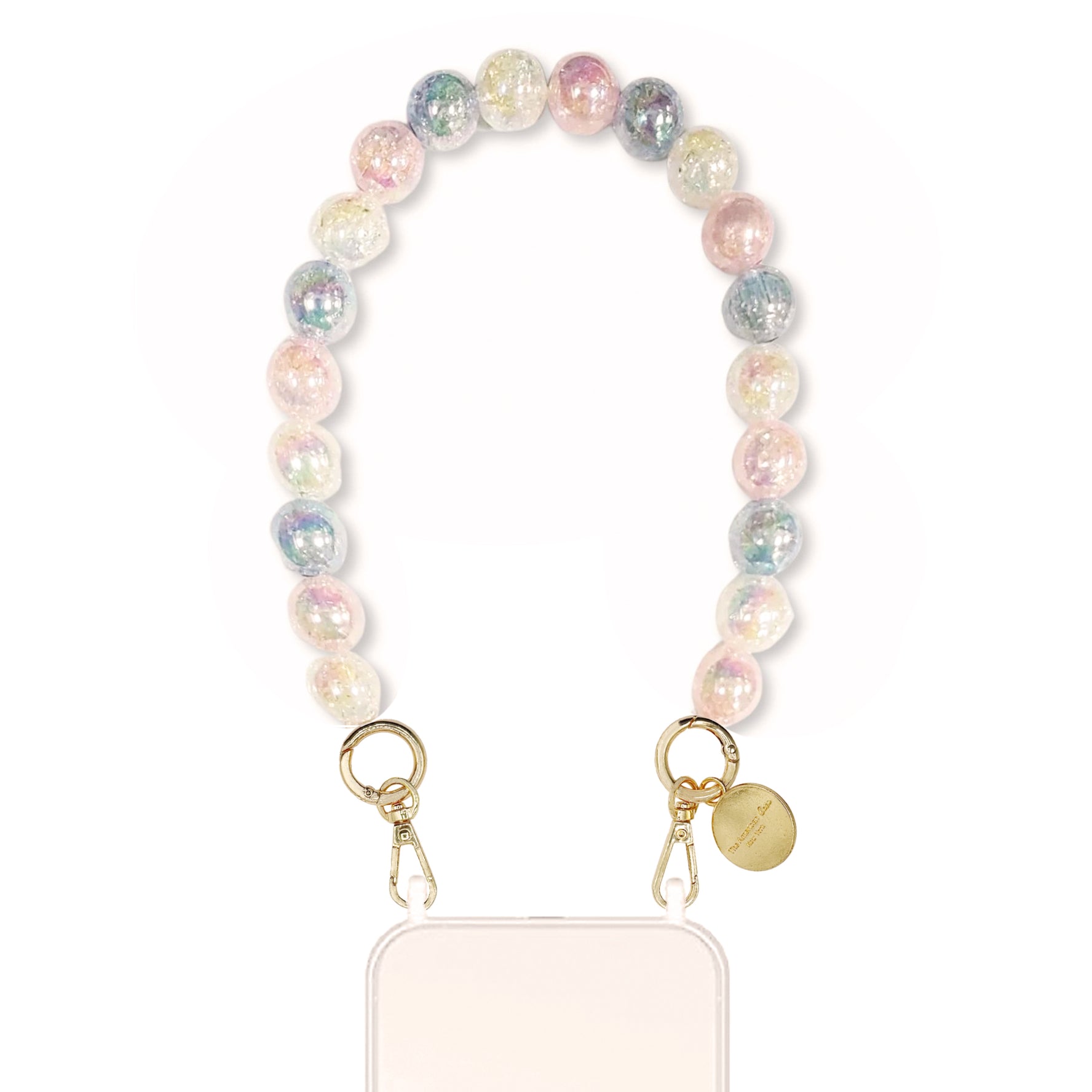 Mia - Pastel Crackle Bead Short Phone Chain with Golden Carabiners