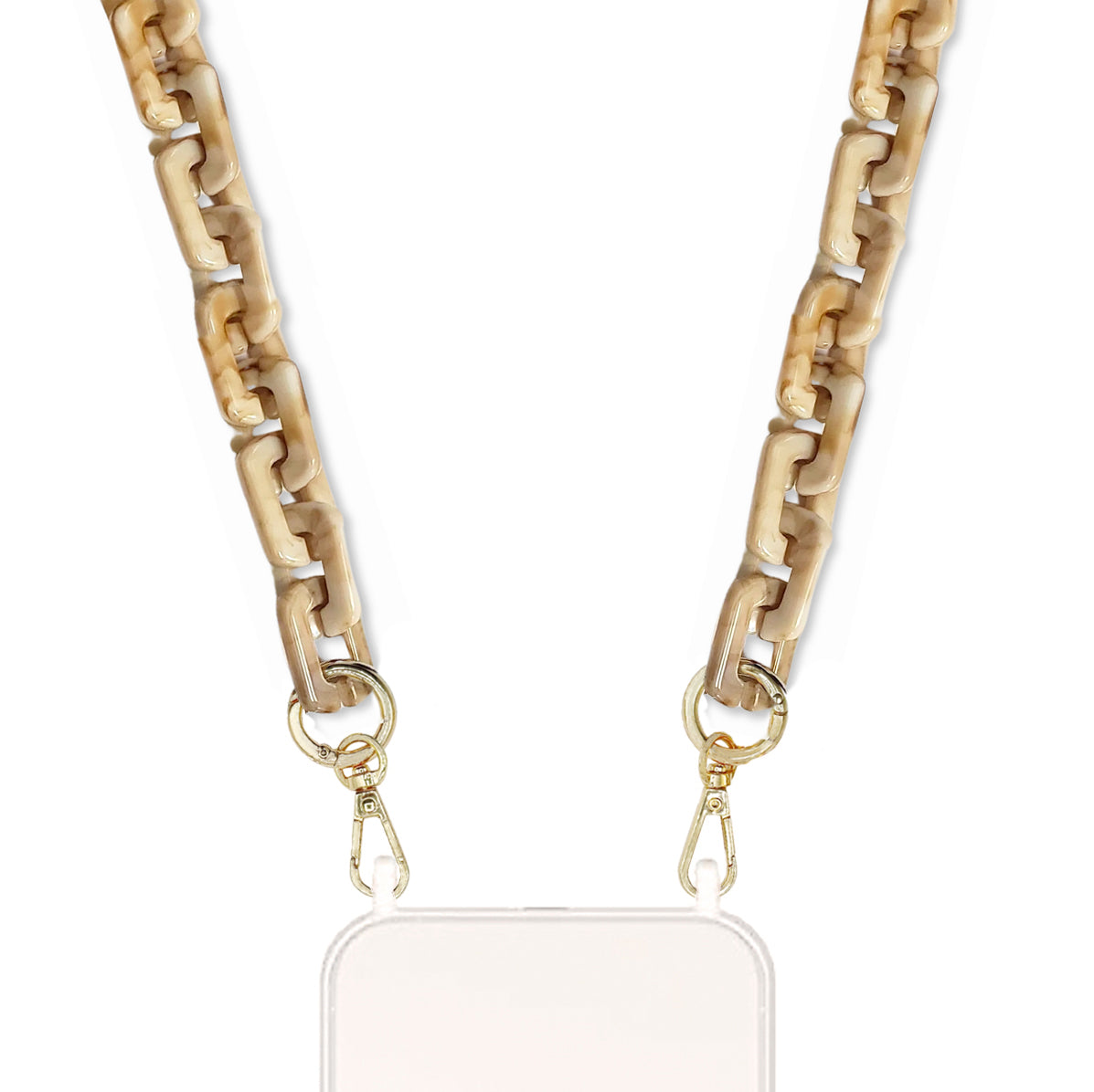 Olivia - Oat Marbel Effect Long Resin Chain with Silver Carabiners