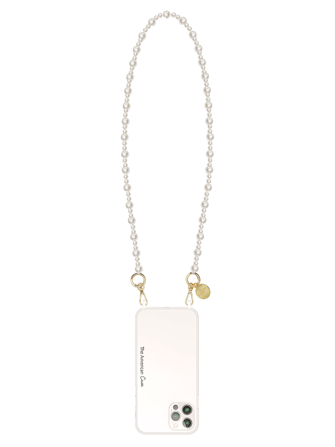 Aiko - Crossbody Long Pearl Chain with Gold Carabiners