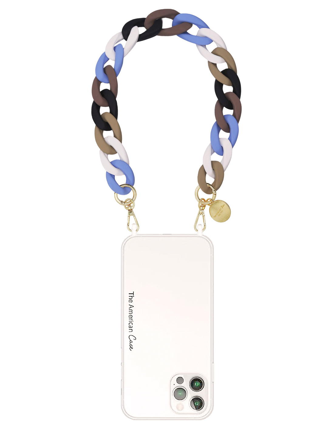 Magnolia - Multi-color Resin Links Bracelet Phone Chain with Golden Carabiners