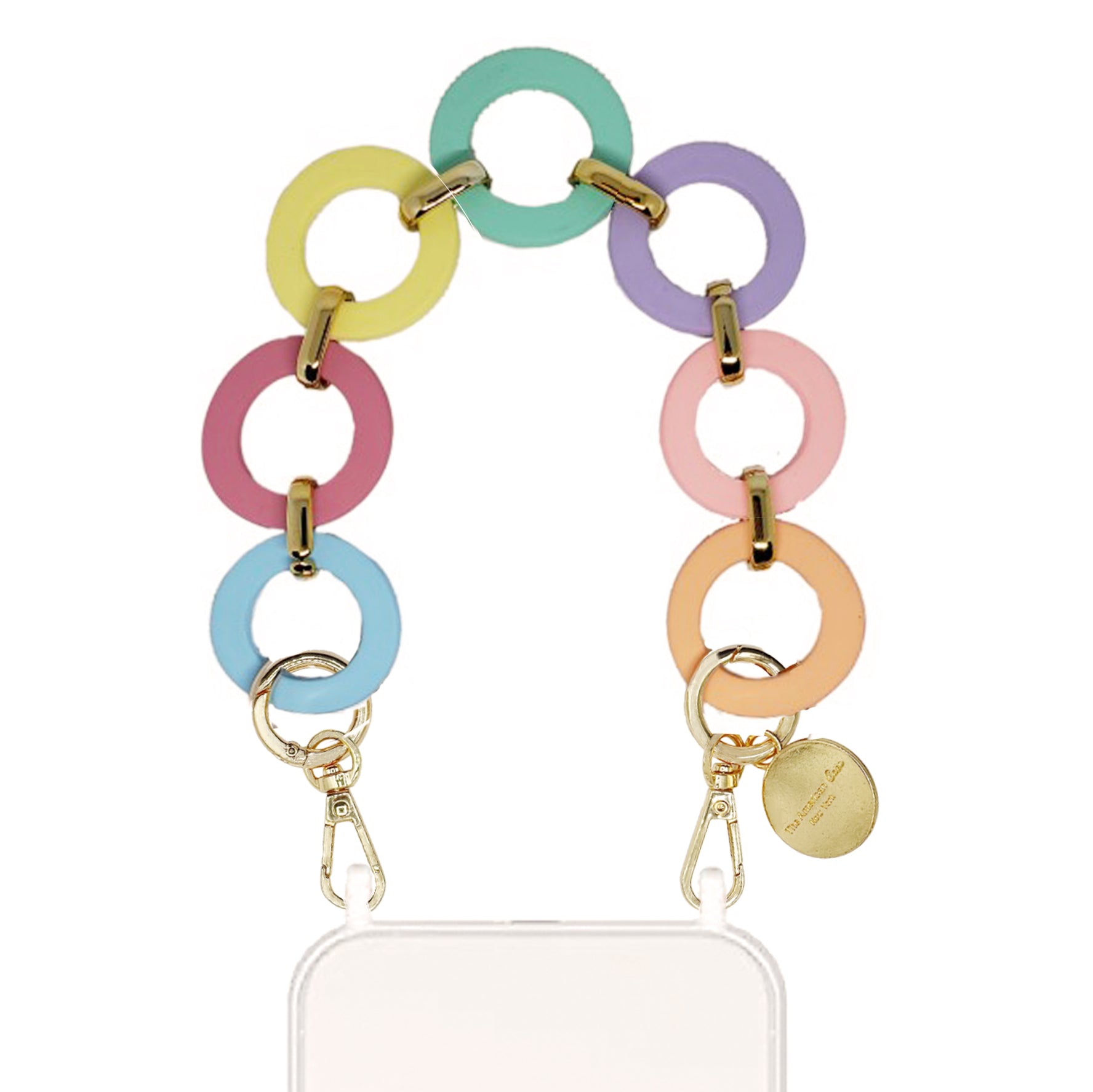 Cleo - Colorful Resin Bracelet Phone Chain With Golden Carabiners