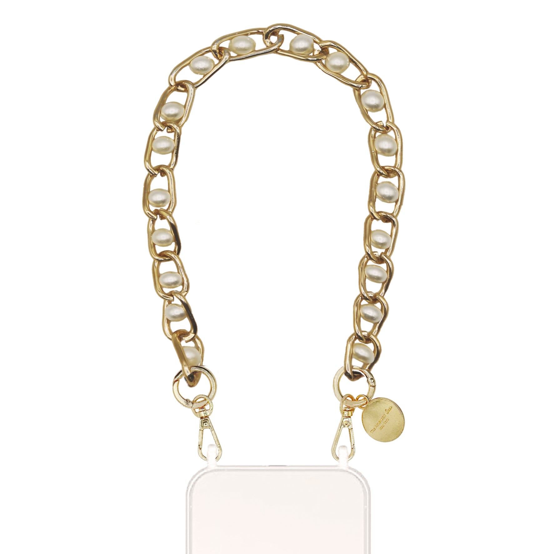Irie - Golden Link Pearl Short Chain with Gold Carabiners