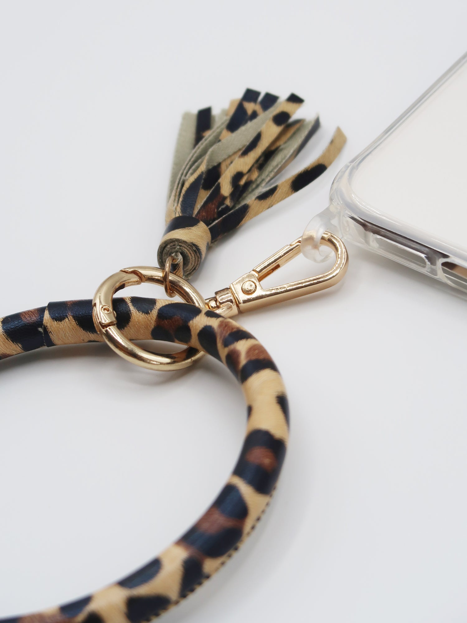 Ramona - Leopard Leather Ring with Golden Carabiners