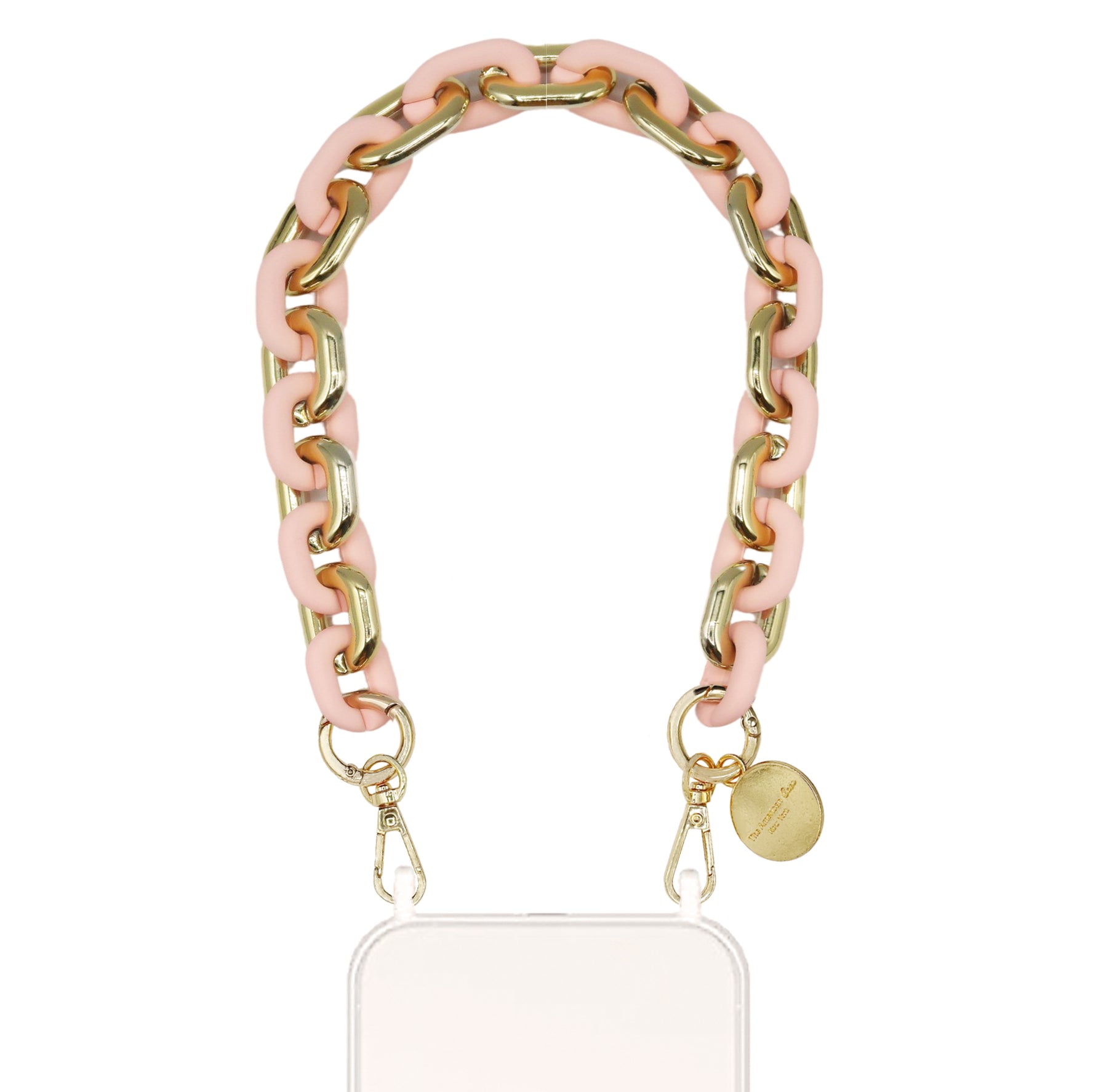Harley - Gold and Pink Resin Link Bracelet Phone Chain With Golden Carabiners