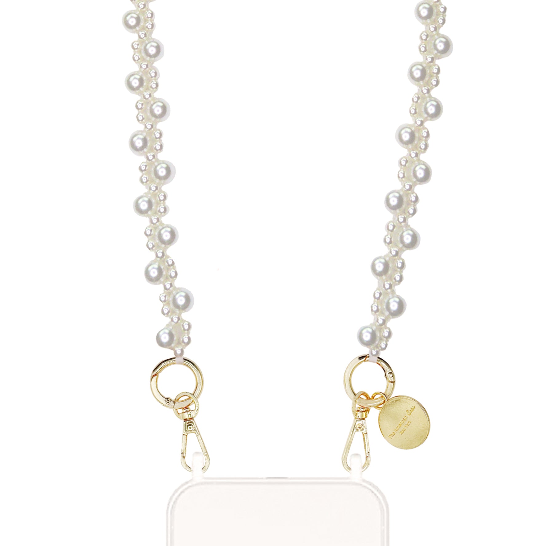 Ariel - Crossbody Multi-Sized Pearl Chain with Gold Carabiners