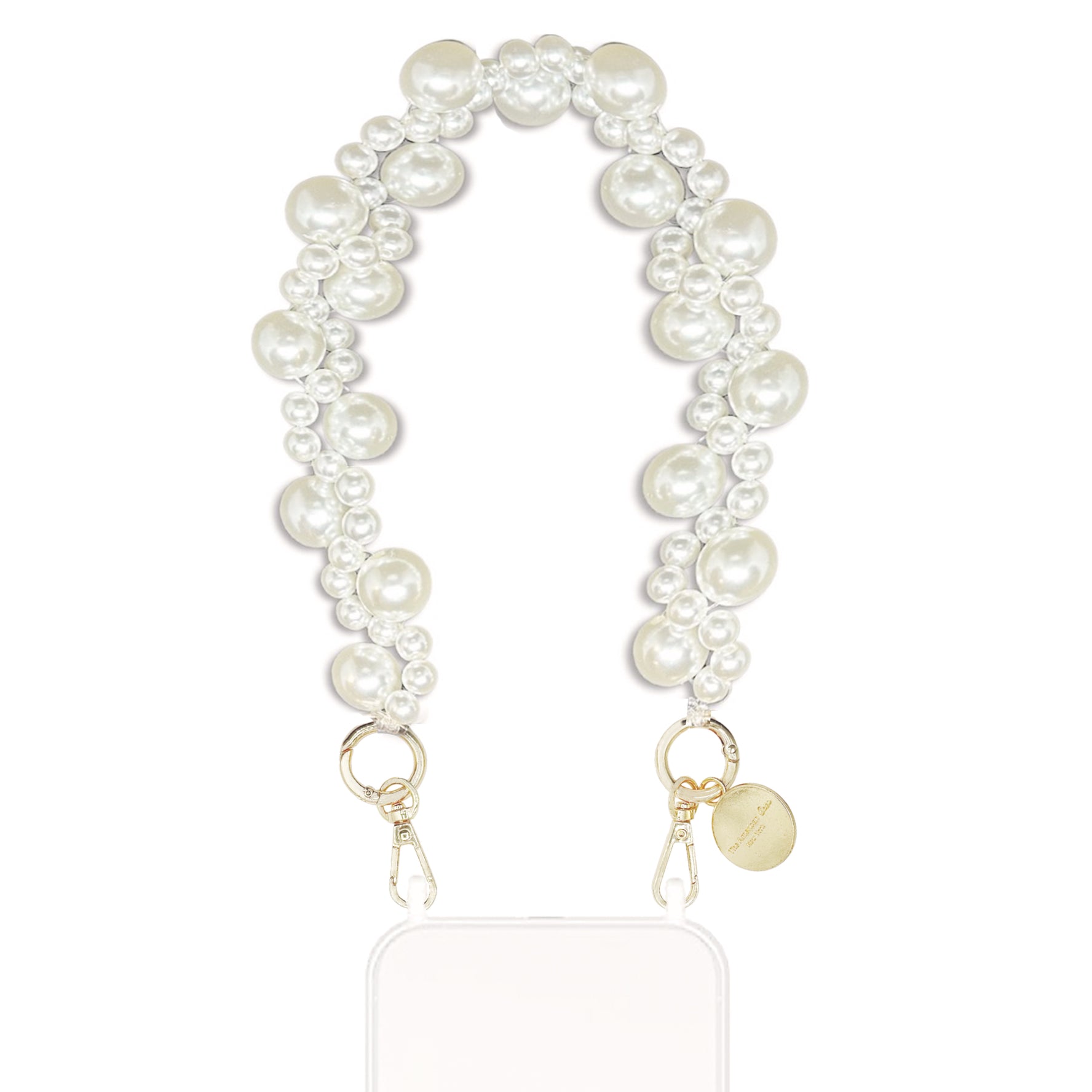 Ariel - Pearl Bracelet Phone Chain with Gold Carabiners