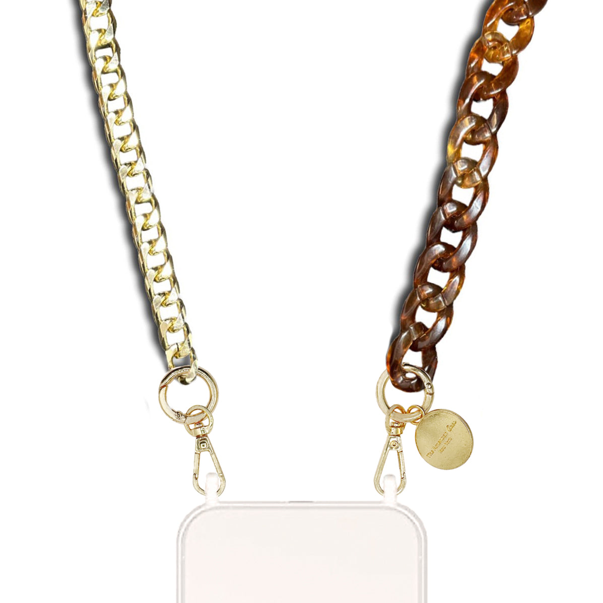 Sloan - Brown Resin and Metal Crossbody Chain with Golden Carabiners