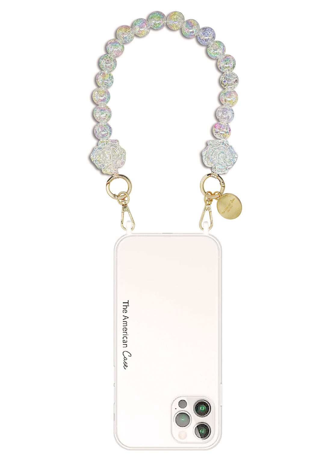 Everly - Glittery Crystal Beads Bracelet Short Phone Chain with Golden Carabiners