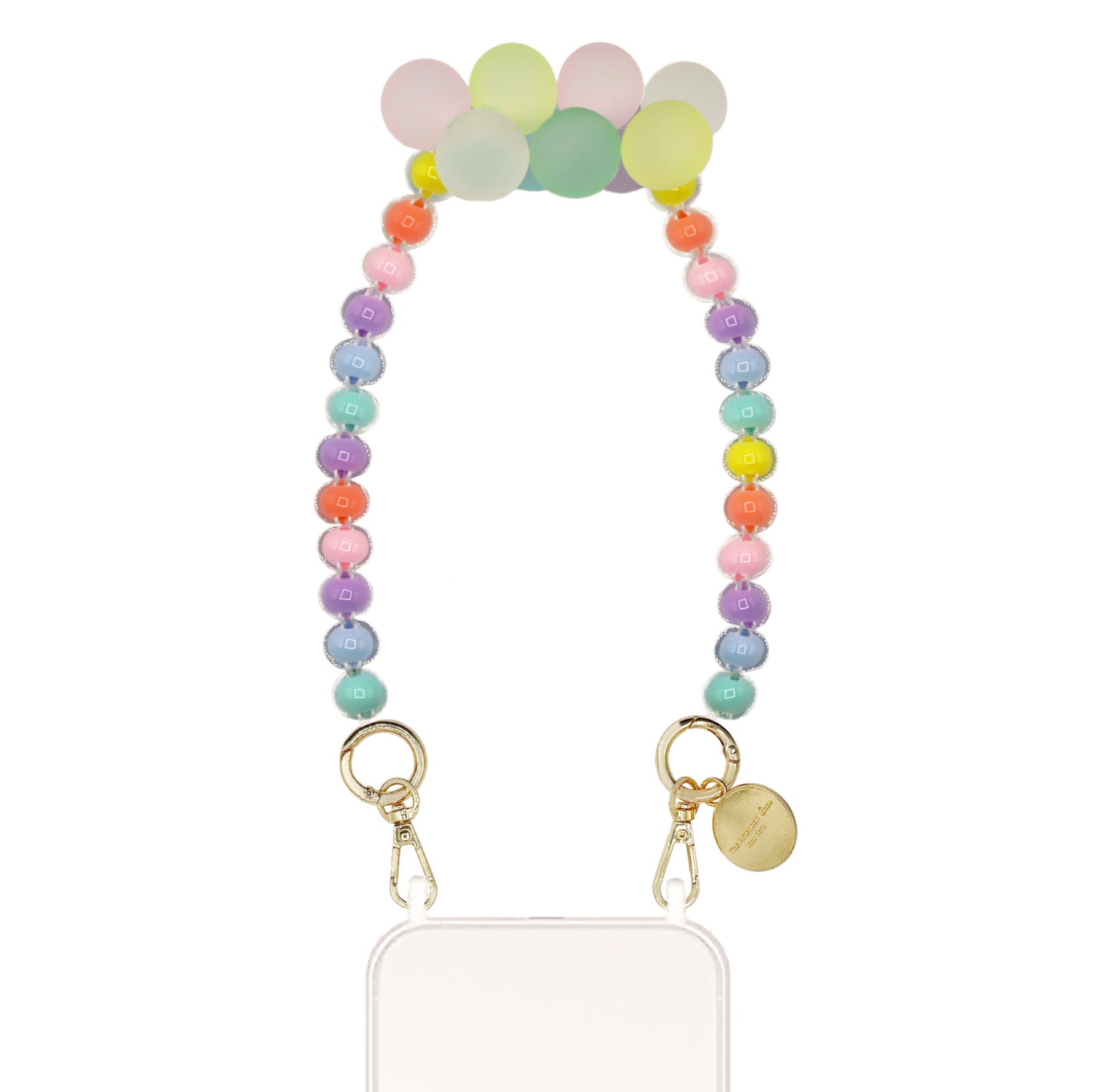 Poppy - Pastel Balloon Beads Bracelet Phone Chain with Golden Carabiners