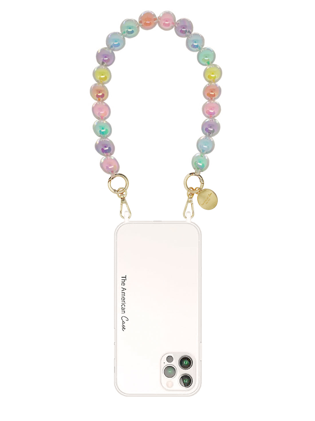 Rio - Macaron Rainbow Bead Bracelet Chain With Golden Carabiners