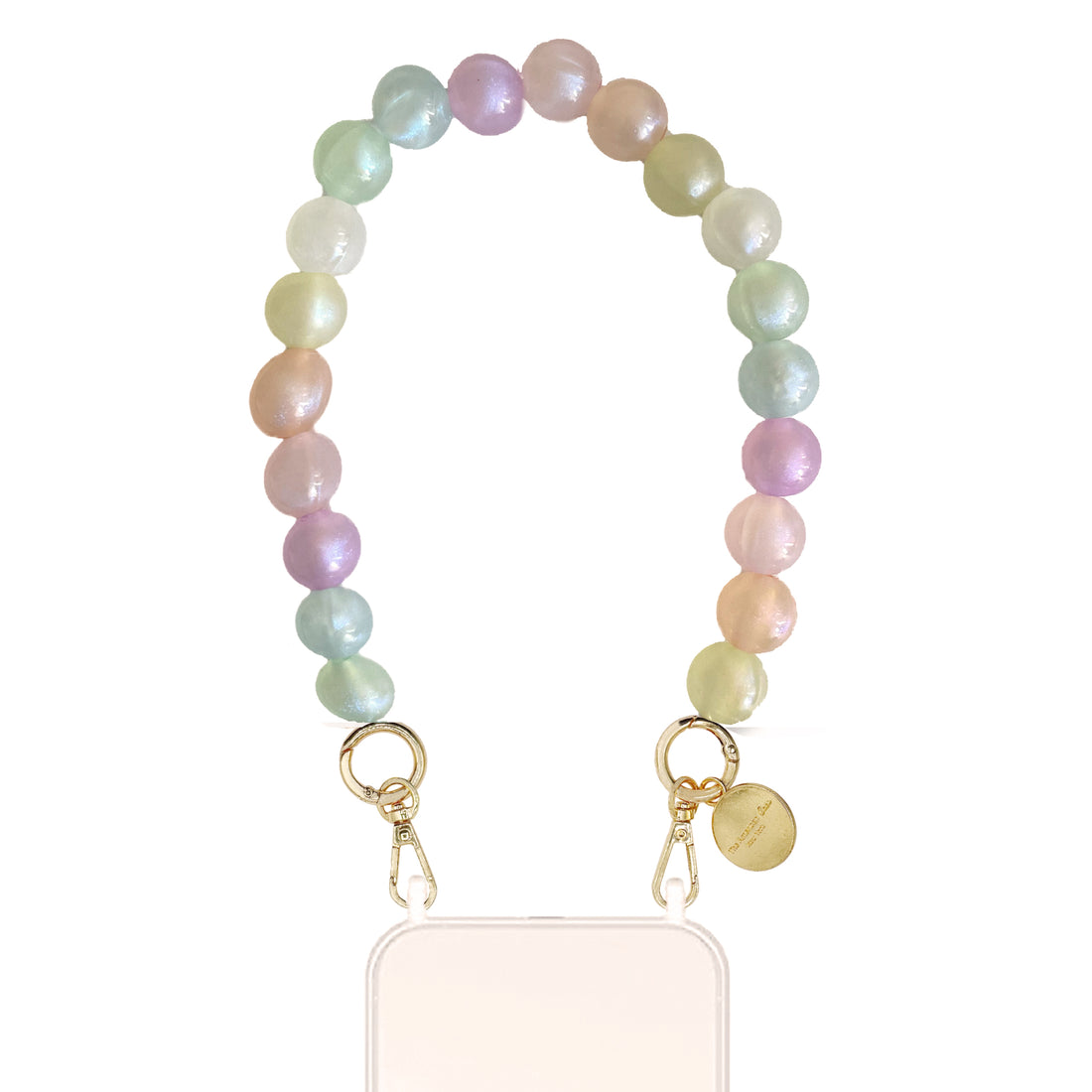 Jade - Glow in the Dark Glitter Rainbow Bead Chain With Golden Carabiners