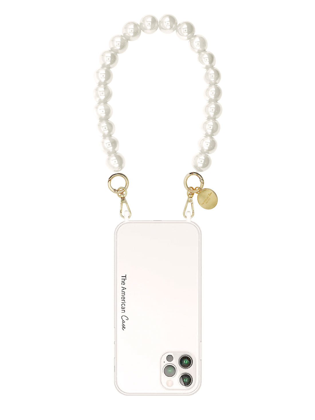 Rayna - Shiny Bead Short Phone Chain with Golden Carabiners