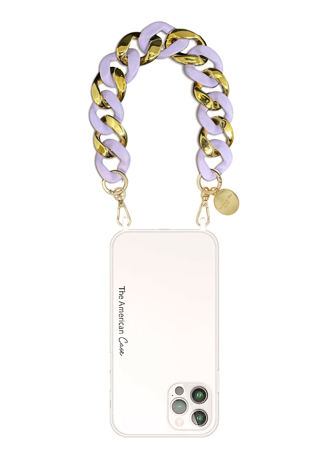 Jalila - Gold Tone Links Bracelet Phone Chain with Golden Carabiners