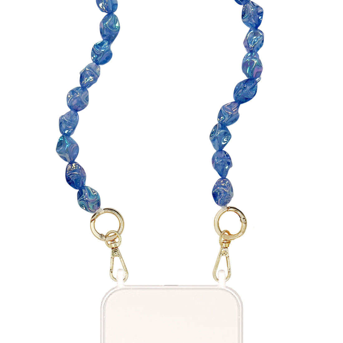 Celeste - Blue Beads Chain with Golden Carabiners