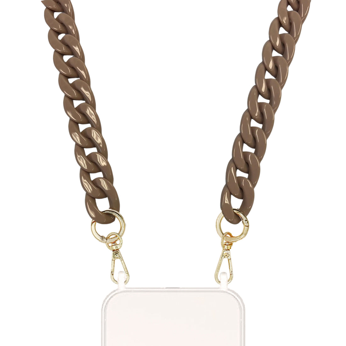 Ophelia - Chocolate Glossy Resin Long Chain with Golden Carabiners