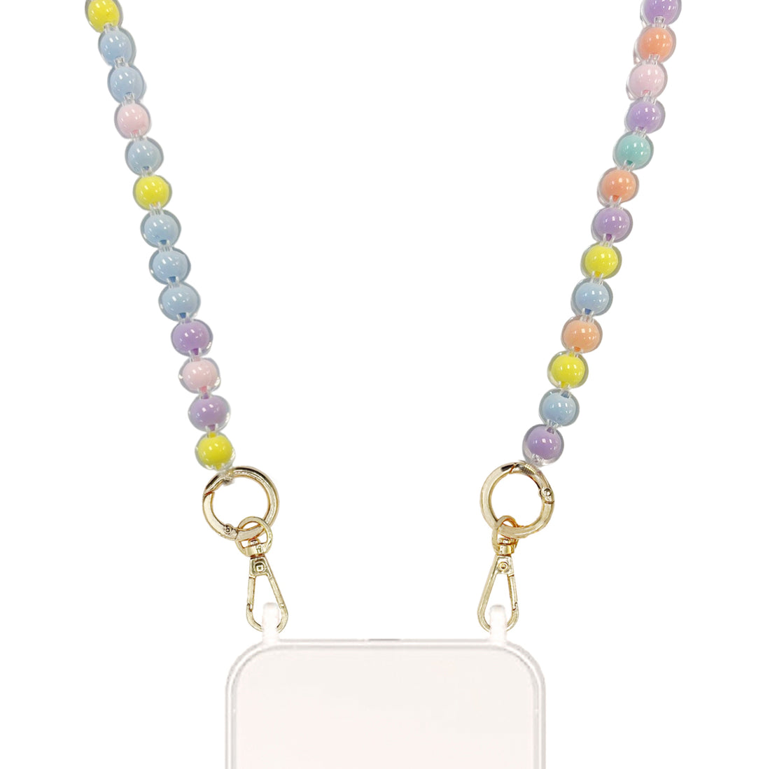 Cassia - Pastel Color  Beads Crossbody Charm with Golden Carabiners