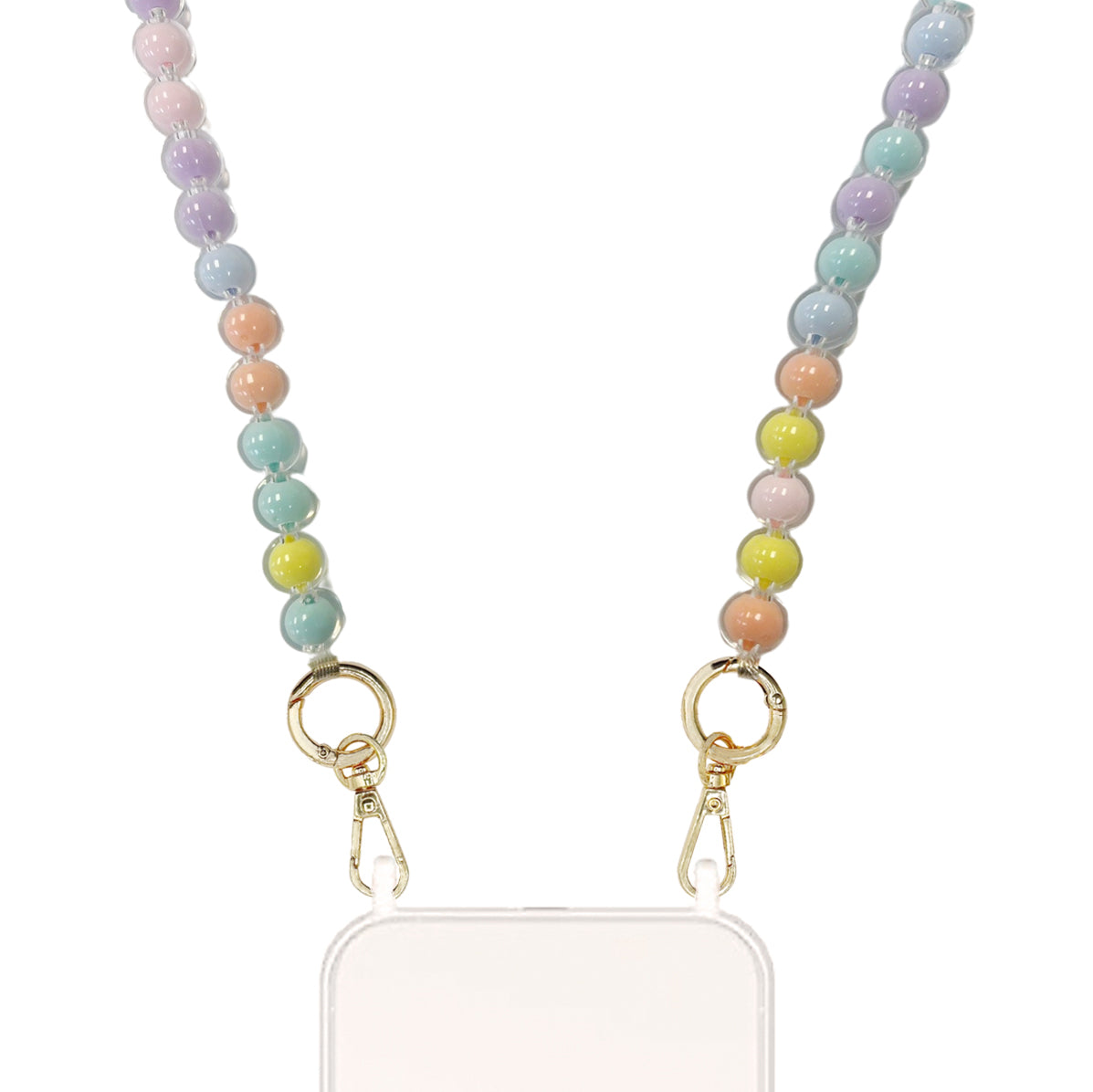 Rio - Multi-color beads Crossbody Long Chain with Gold Carabiners