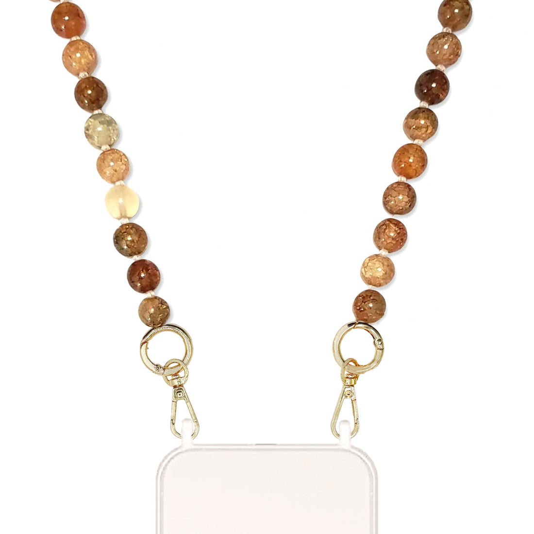 Suri - Brown Crackle Bead Chain with Golden Carabiners