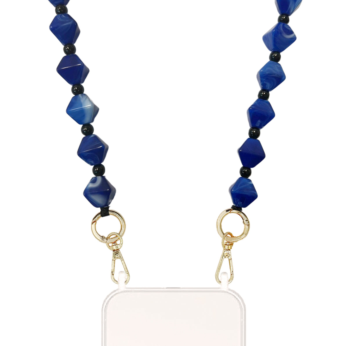 StarryNight - Blue Square Bead Chain with Golden Carabiners