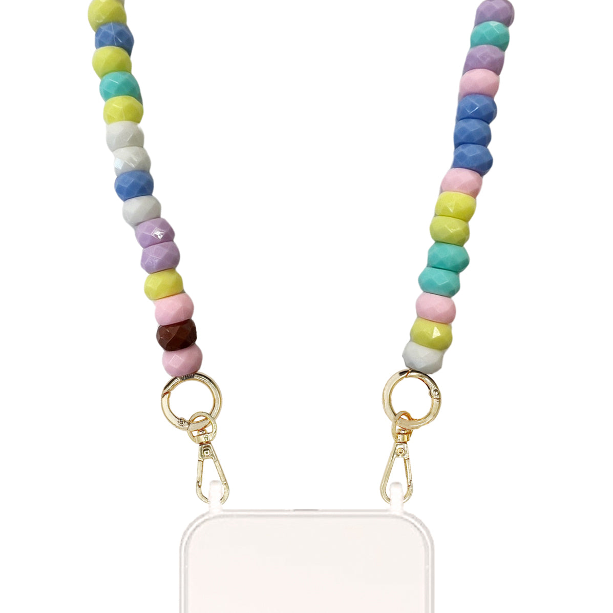 Jalila - Colored Pastel Beads Chain with Golden Carabiners