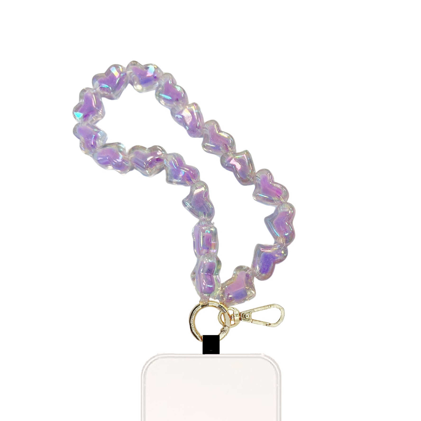 Candice - Purple Glitter Heart Bead Bracelet Chain with Golden Carabiners