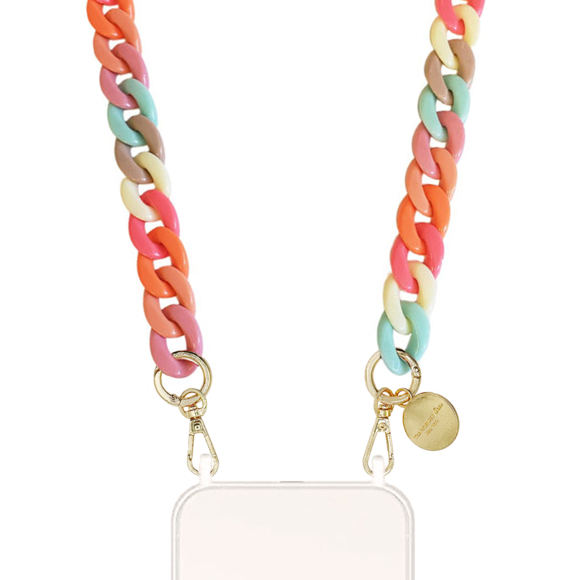 Avery - Multicolor Resin Crossbody Phone Chain with Golden Carabiners