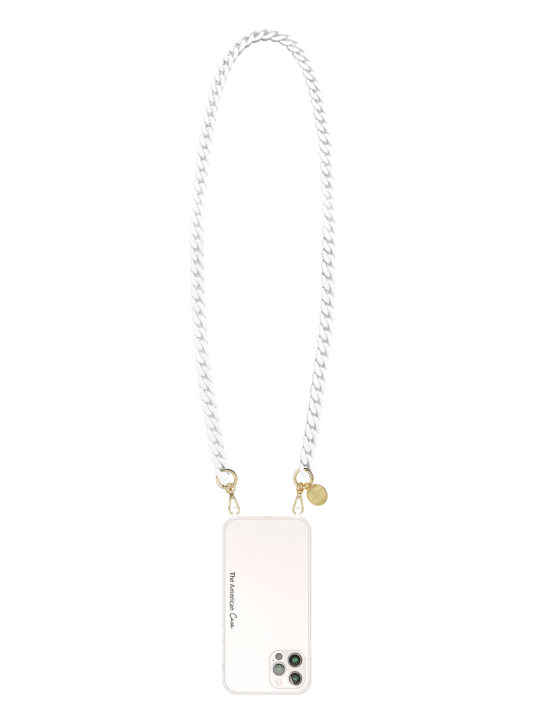 Avery - White Crossbody Resin Phone Chain with Golden Carabiners