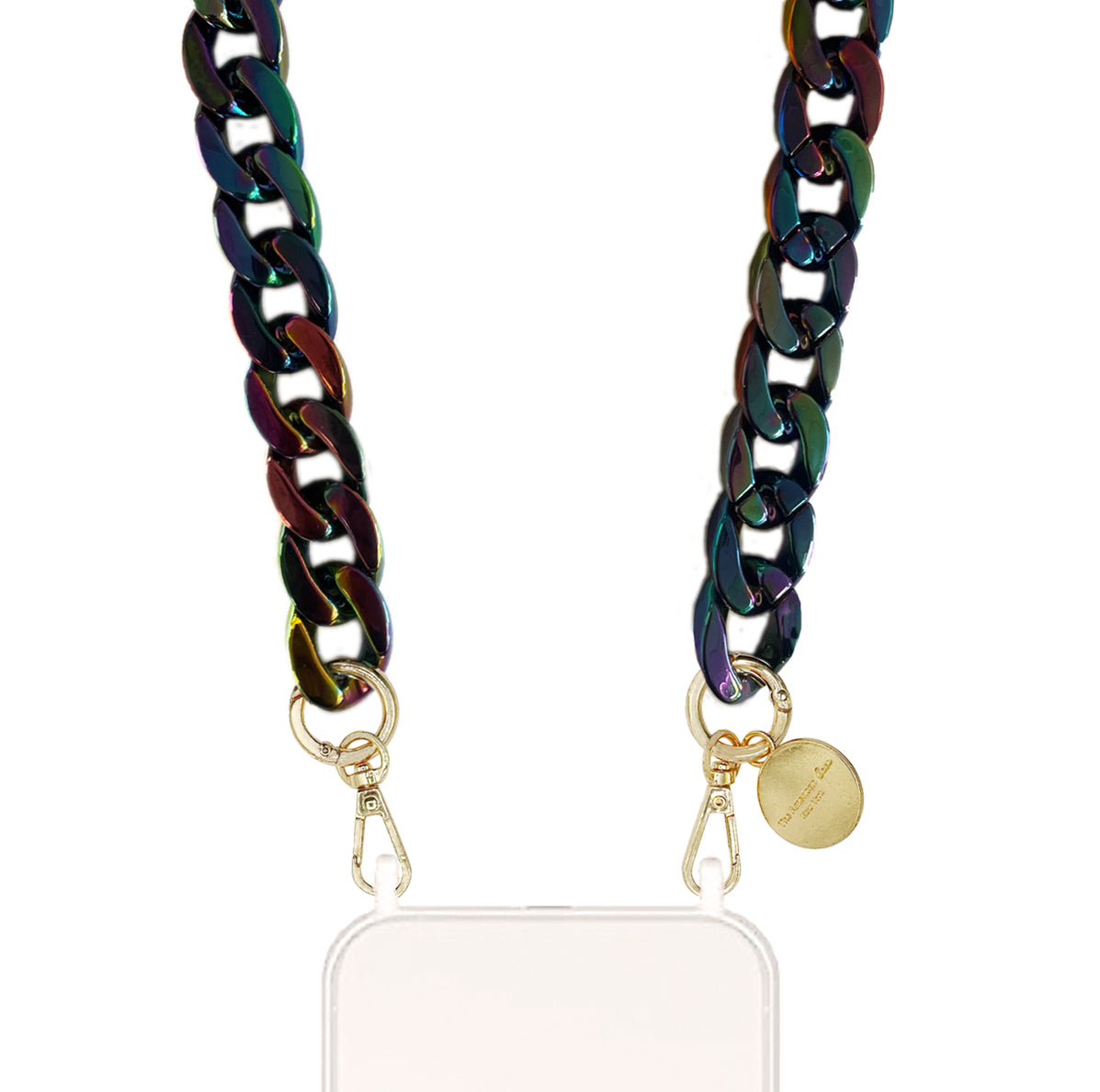 Taylor - Dark Iridescent Resin Chain with Golden Carabiners